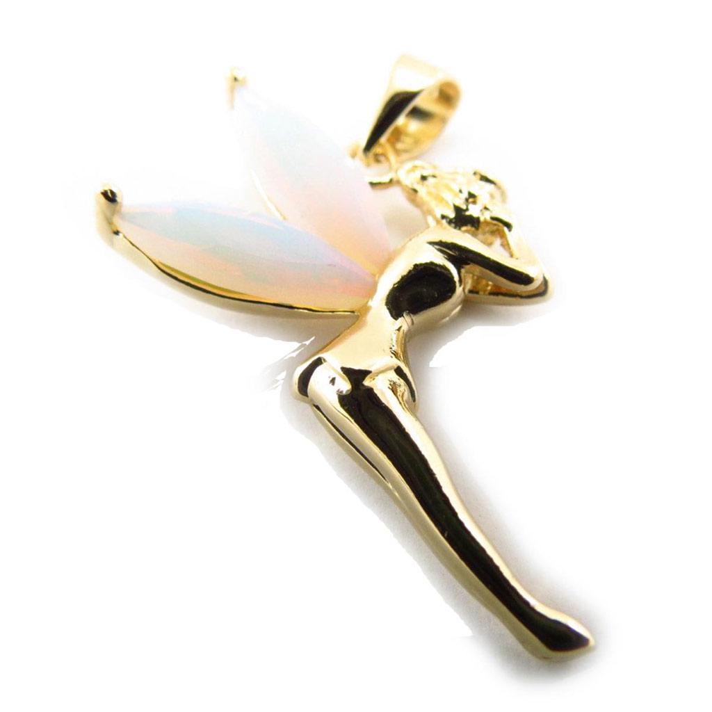 Les Trésors De Lily [C9354] - Gold Plated Pendant 'Tinkerbell' Boreal White - 20x27 Mm