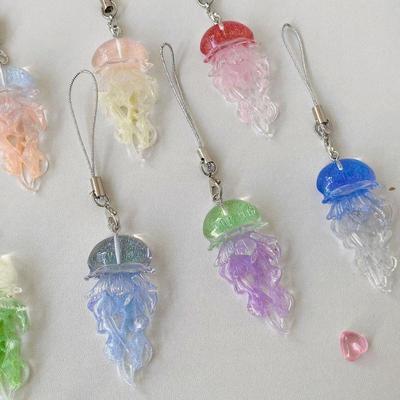 Jelly Kleur Kwallen Bedel Sleutelhanger Y2K Kralen Hanger Telefoonketting Auto Hangende Decoratie Tas Hangers Ornament Cadeaus