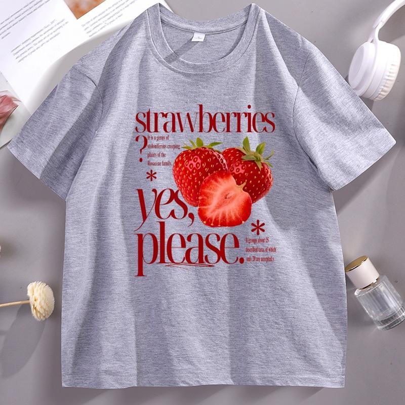 Strawberries Graphic T Shirts Unisex WoUnisex Funny Cotton Short Sleeve Tshirt Comfortable New Tee Summer Fashion Tshirt WoUnisexs Tops