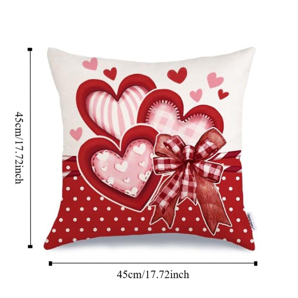 45*45cm Valentine's Day Cushion Cover Pink Red Decorative Pillowcase Love Pattern Valentine's Day Pillow Cover Headboard Pillow