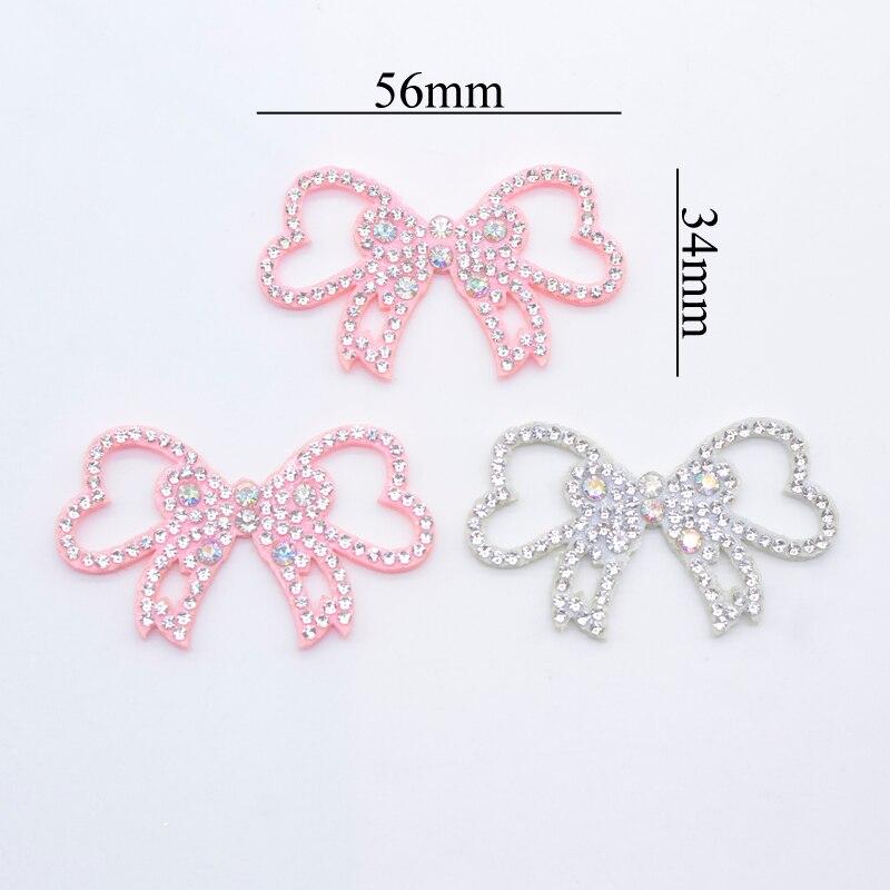 10 stk 56*34 mm polstret rhinestone sløyfe slips applikasjoner DIY Crafts Rhinstone Patches Flatback Scrapbooking Ornament Accessories