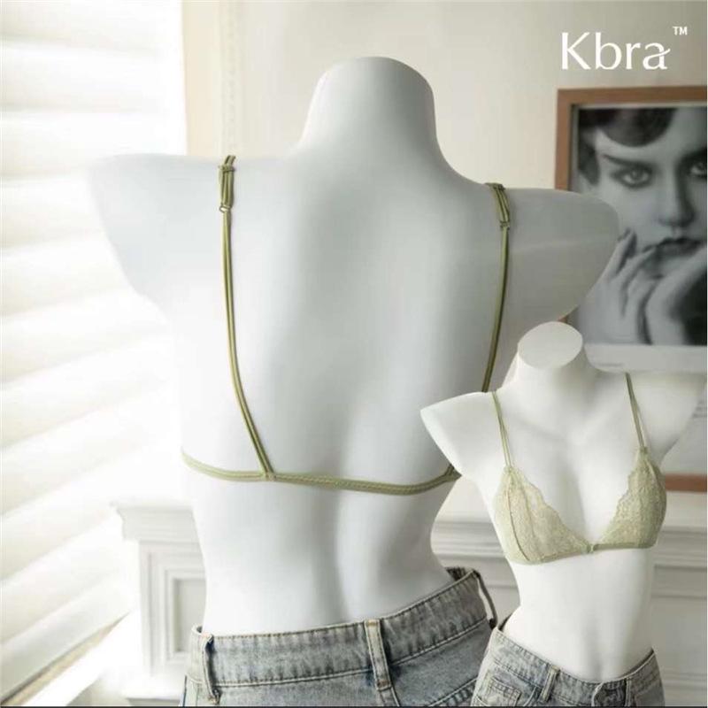 French Lace Triangle Cup Wireless Bra - Front Buckle, Ultra-Thin, Summer Style