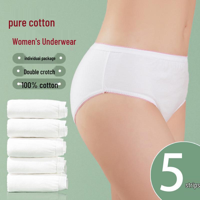 

Одноразовые женские трусики из чистого хлопка - 5 штук для послеродового периода, путешествий, беременности и ежедневного использования - Не требуют стирки M
