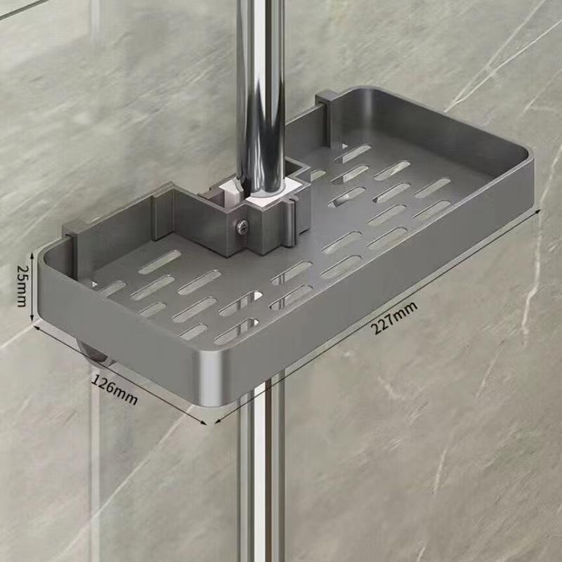 Punch-Free Shower Caddy With Towel Rod Bathroom Shelf Shampoo Soap Holder Shower Tray For Toilet Bathroom Organizer