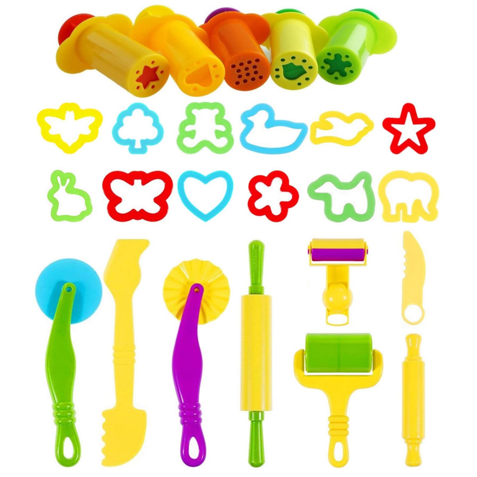 

YFFSFDC Clay Tool 25-Piece Set DIY Handcrafting Cookie Cutter Modeling Extruder Random Colors