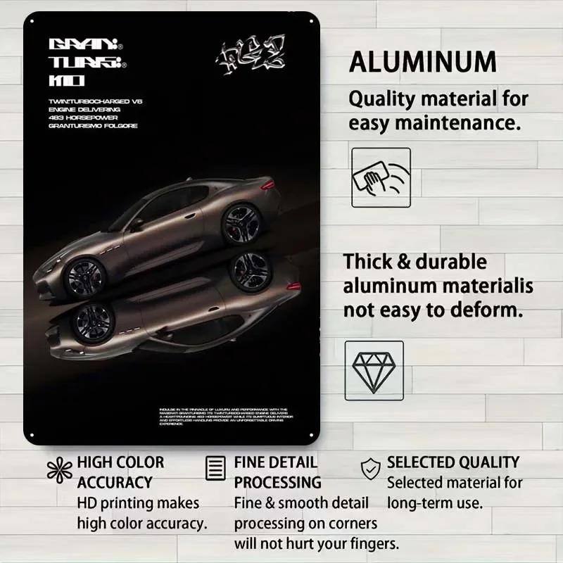 Maserati Plåtskylt Bilar Poster Dekoration för Hemdekorationer Retro Metallskylt Plakett för Garagsväggkonstdekoration Rum