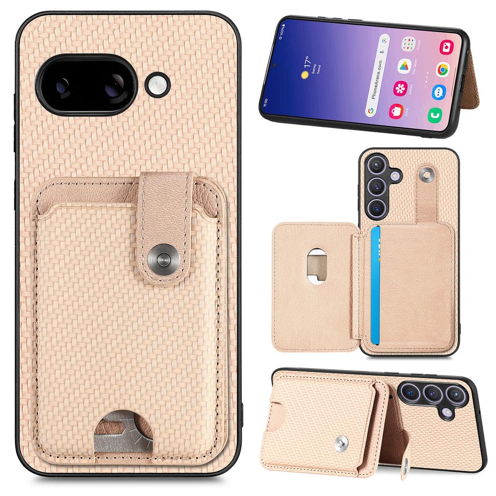 Etui na Google Pixel 9a z przegródkami na karty, podpórką, tylną obudową telefonu i narzędziem do kart