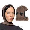 Women Balaclava Hooded Hat Heart Hooded Neck Warmer for Outdoor Halloween Cosplay Handmade Balaclava
