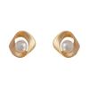 Cross-border Geometric Metal-Brushed Pearl Earrings - Simple Cold Style