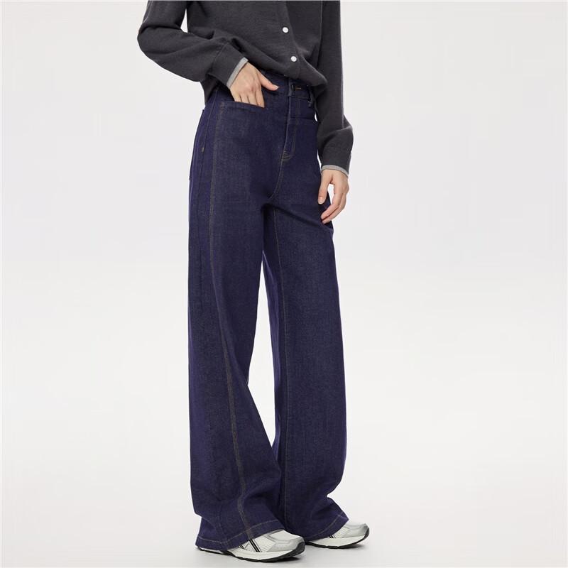 Giordano Women's Washed Mid-Waist Wide-Leg Jeans