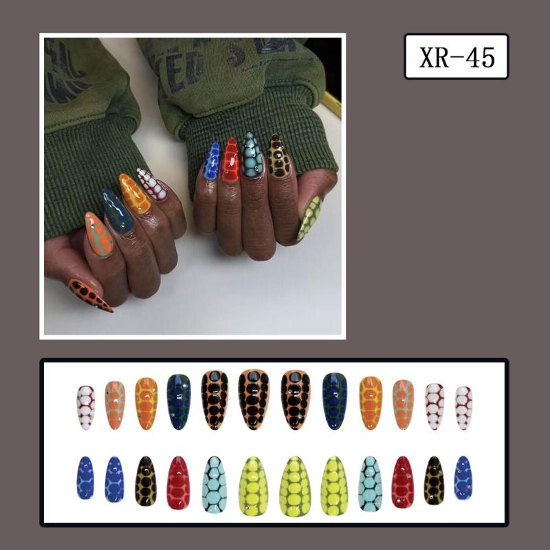 Almond Press On Nail Glossy Fake Nail Stick On Nail In 12 Sizes,24 Pcs French Nail Tips for DIY Nail Art Decorations