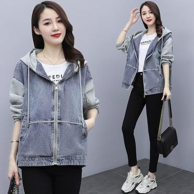 Κοντό τζιν μπουφάν για γυναικεία νέα oversized loose εφαρμογή Κορεάτικη κουκούλα casual γυναικείο κοντό μπουφάν