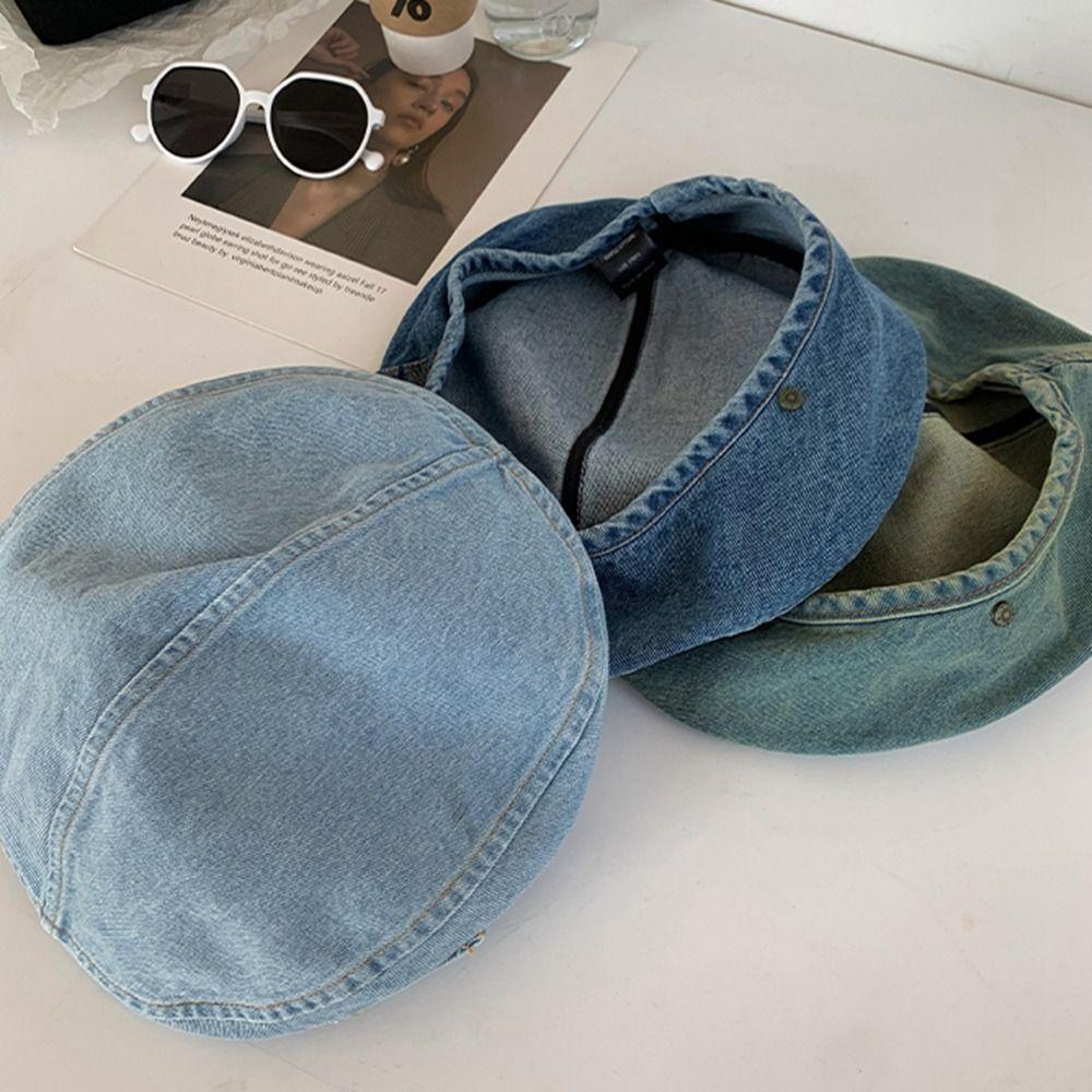 Newsboy Cap Denim Beret Korean Style Octagonal Hat Fashion Painter Hat  Girl