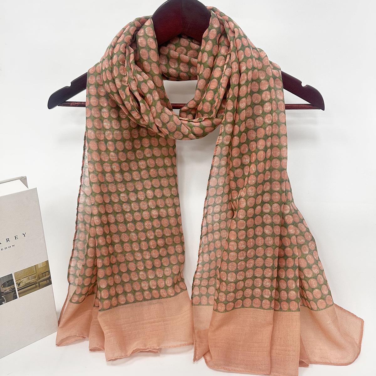 

Универсальный ретро шарф из хлопково-льняной марли в горошек: Идеально для весны и осени, защита от солнца и кондиционирование Above 175cm розовый