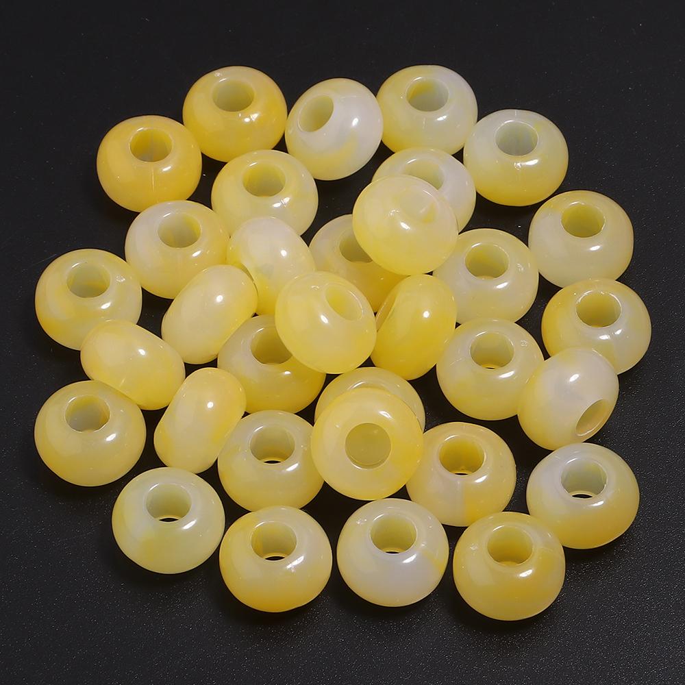 50pcs/lot 14mm Colored Round Acrylic Beads Big Hole Spacer Loose Beads For Jewelry Making DIY Crafts Bracelet Necklace Accessory