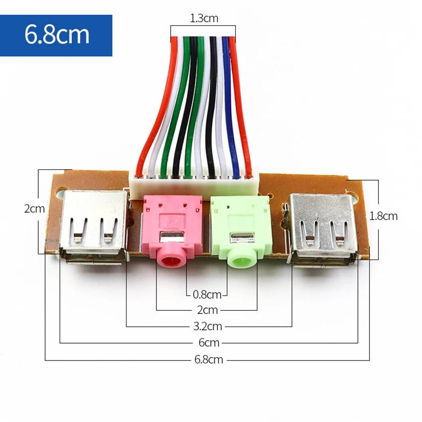 USB-Audioanschluss Mikrofon Kopfhörerkabel 2 USB-Computergehäuse 6,8/7,4/7,8CM Frontpanel USB-Audiobuchsen Anschlüsse Mikrofon Kopfhörerkabel