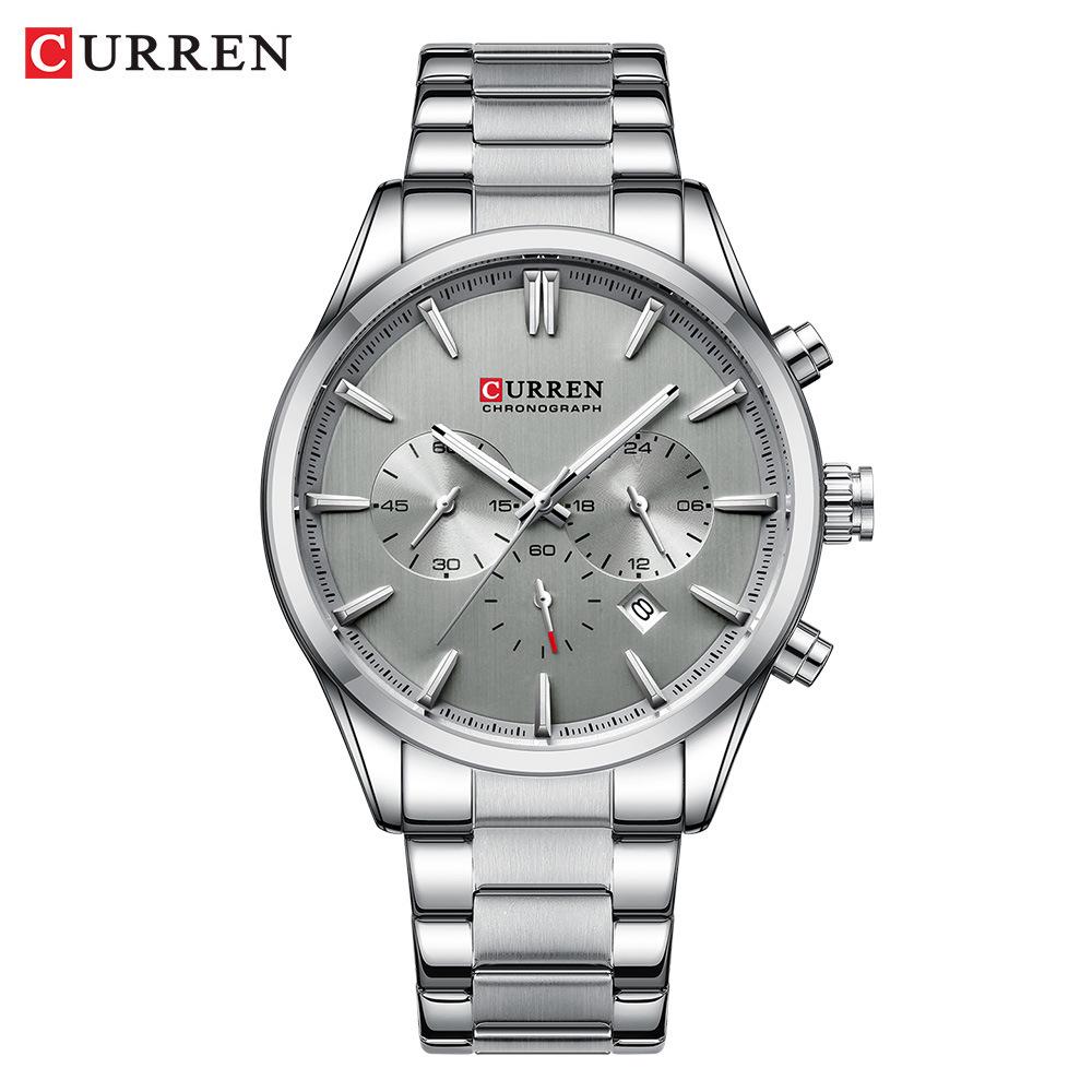 CURREN 8446 Men's Multi-Function Quartz Steel Band Sports Watch