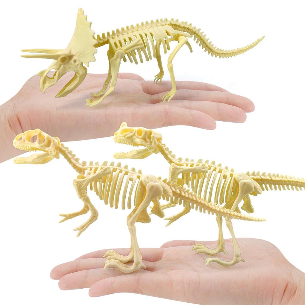 7 Pieces Plastic Dinosaur Skeleton Toys Figures Carfts Collection Educational Gift