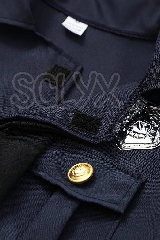 [SCLYX] Halloween Costume Kids Costume Boys Cool Police Cosplay Outfit with Hat Police Costume Kids Police Outfit Police Cosplay Kids Children Long