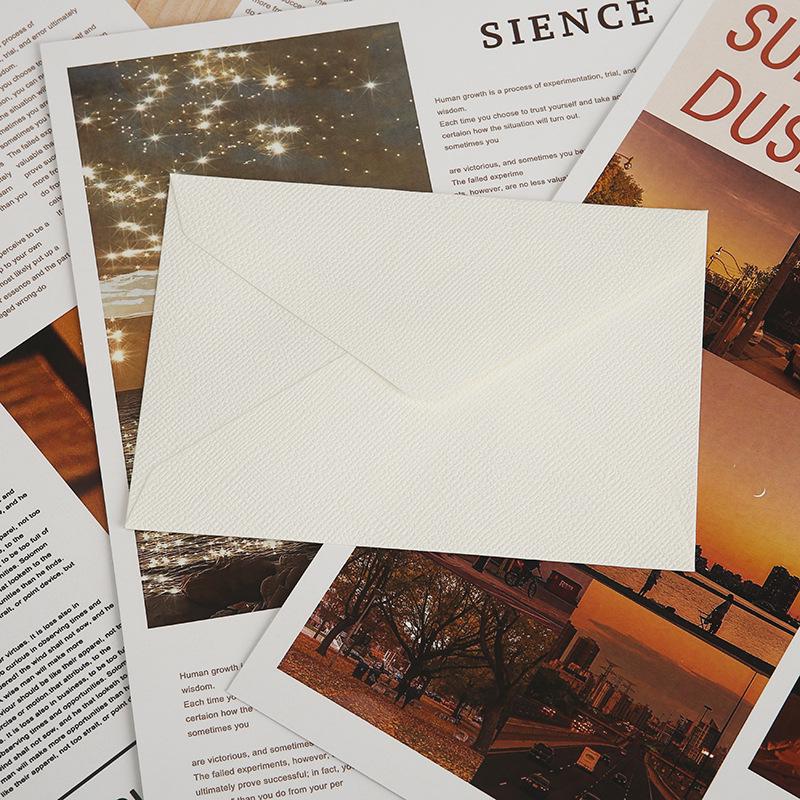 Retro Linen Texture Love Letter Set: Western Style Triangular Envelopes with Specialty Storage
