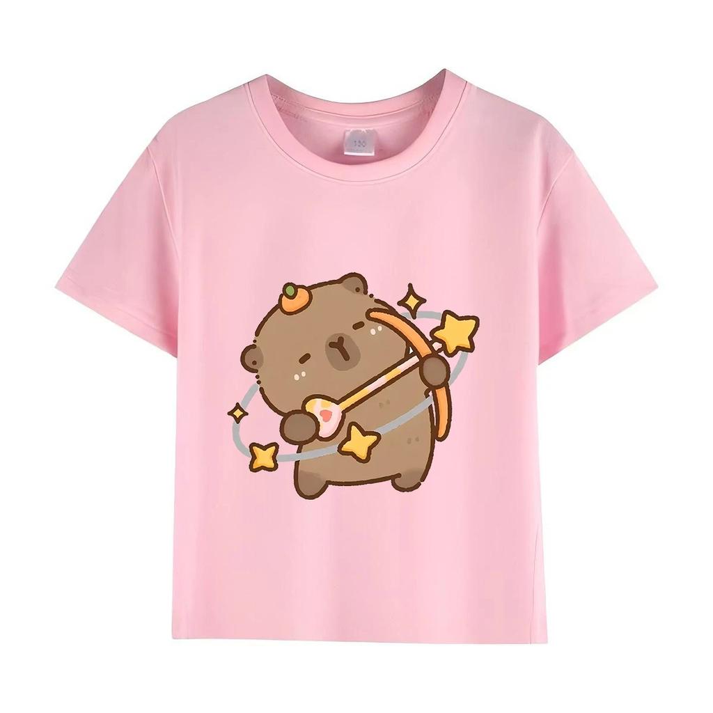 Summer Trend Capybara Printing Cute Children's Short-Sleeved T-Shirt Cute Comfortable Versatile Boy and Girl T-Shirt