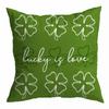 St. Patrick's Day Peach Skin Velvet Pillowcase, Green Four-leaf Clover Printed Sofa Pillow Cushion