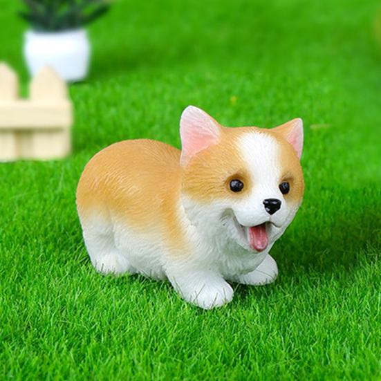 Tiny Dog Figurine Little Pet Resin Ornament Miniature Animal Figures for Micro Fairy Garden Landscape DIY Crafts Aquarium Plant Pot Decor
