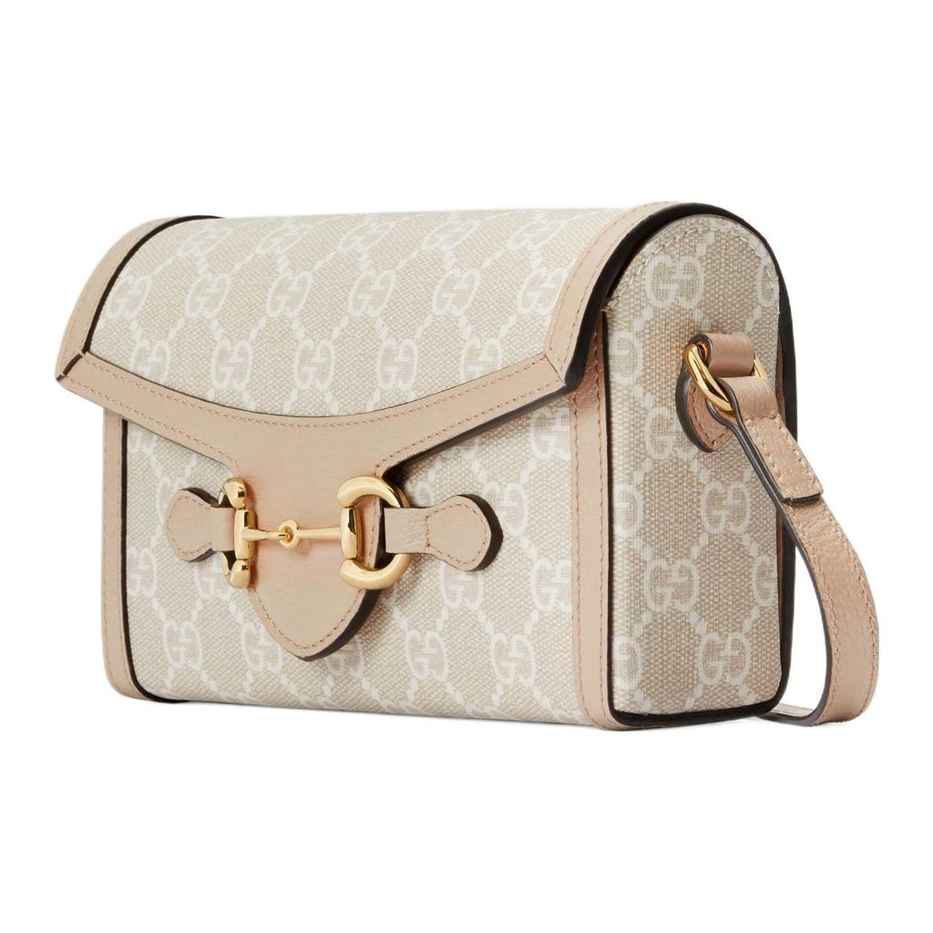 Gucci Horsebit 1955 GG Supreme Canvas Mini Crossbody Bag With Leather Trim For Women Luxury Daily Use