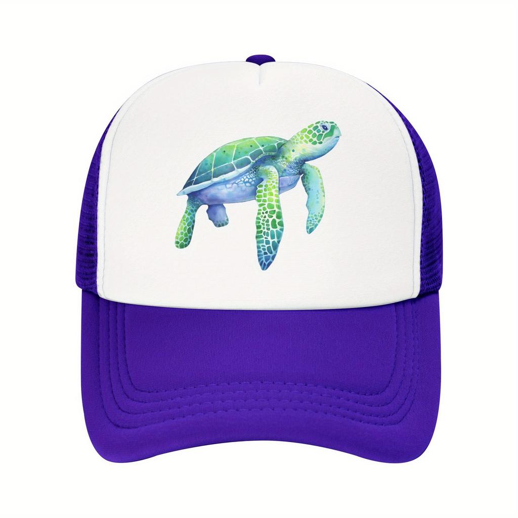 Schildkröte Grafik Trucker Cap Verstellbar Atmungsaktiv Netz Baseballkappe für Erwachsene Reisen