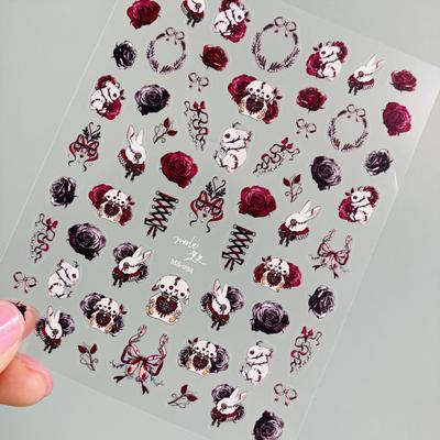 Fingernail Sticker Self Adhesive Decorative Ultra Thin Delicate Cartoon Animal Dark Style Rabbit Nail Patch Supplies