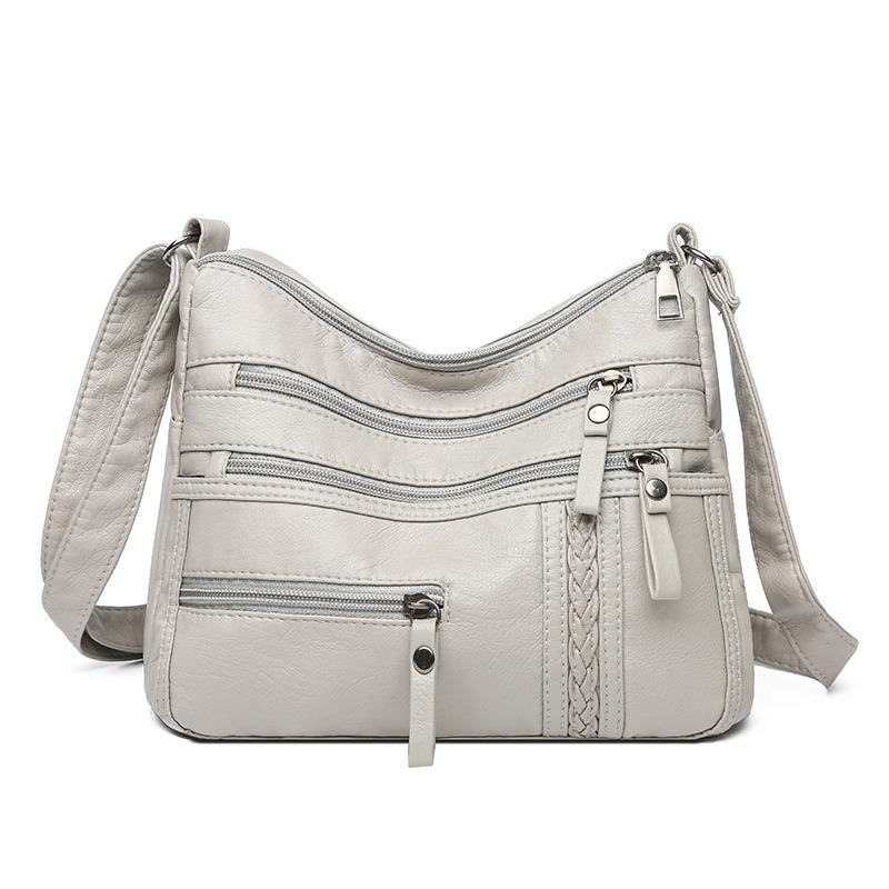 PU Zipper Casual Single Shoulder Diagonal Cross Bag