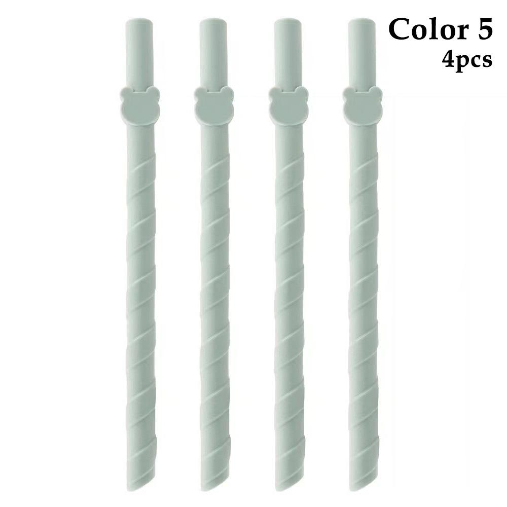 4Pcs Children's Milk Tea Straight Straws Food Grade Reusable Straws Creative Silicone Straws