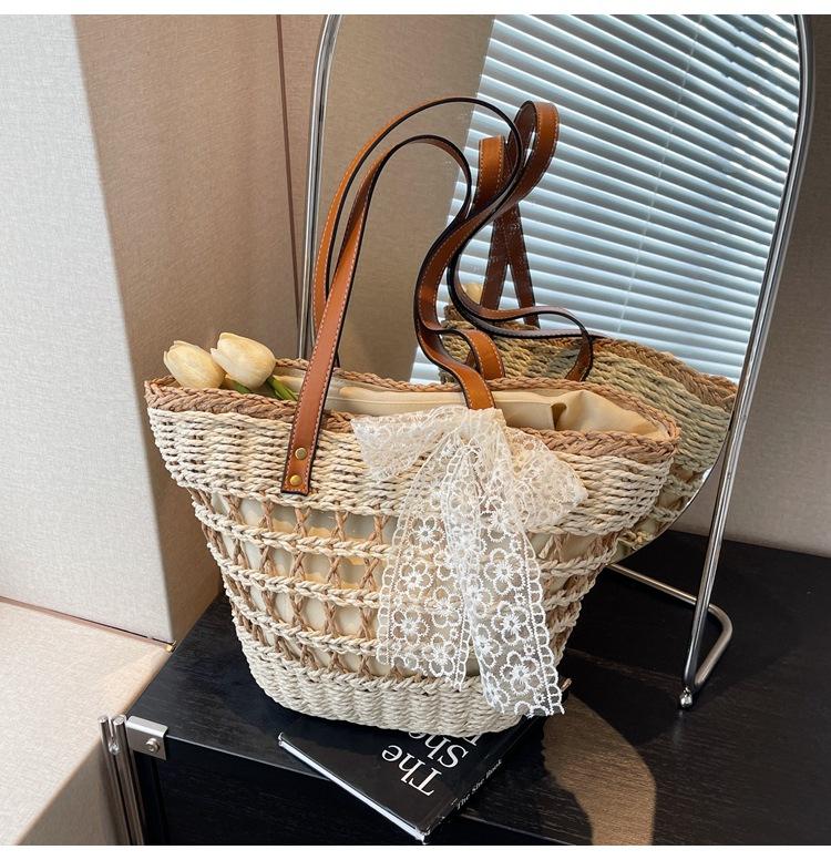 

Ленивая ветряная ручная плетеная сумка из соломы женская литературная плетеная сумка большой вместимости повседневная полая сумка-тоут