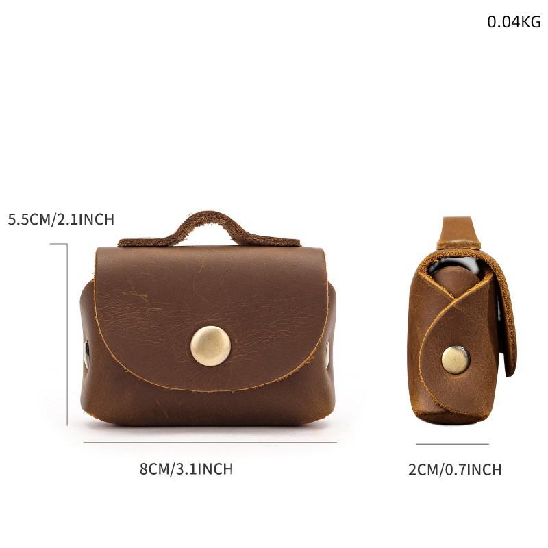 Crazy Horse Leather Zero Wallet Genuine Key Bag High Grade Male Retro Handmade Earphone Compact Storage Coin