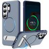 Magnetic Matte Thin PC Folding Stand Phone Case For Samsung S26 Edge S24 S25 Ultra FE S23 Plus Wireless Charging Cover