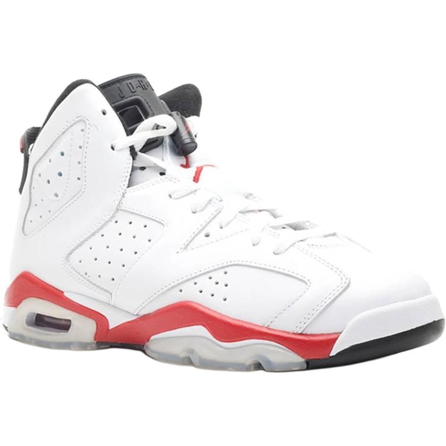 Jordan Air Jordan 6 Rings Slip Resistant Abrasion Resistant High Top Children's Basketball Shoes White Red Teenagers 384665-102