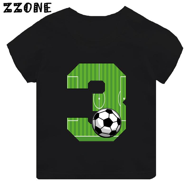 Cartoon Football Number Bow Print Funny Boys Clothes Years Birthday Soccer Kids T Shirt Baby Girls T-Shirts