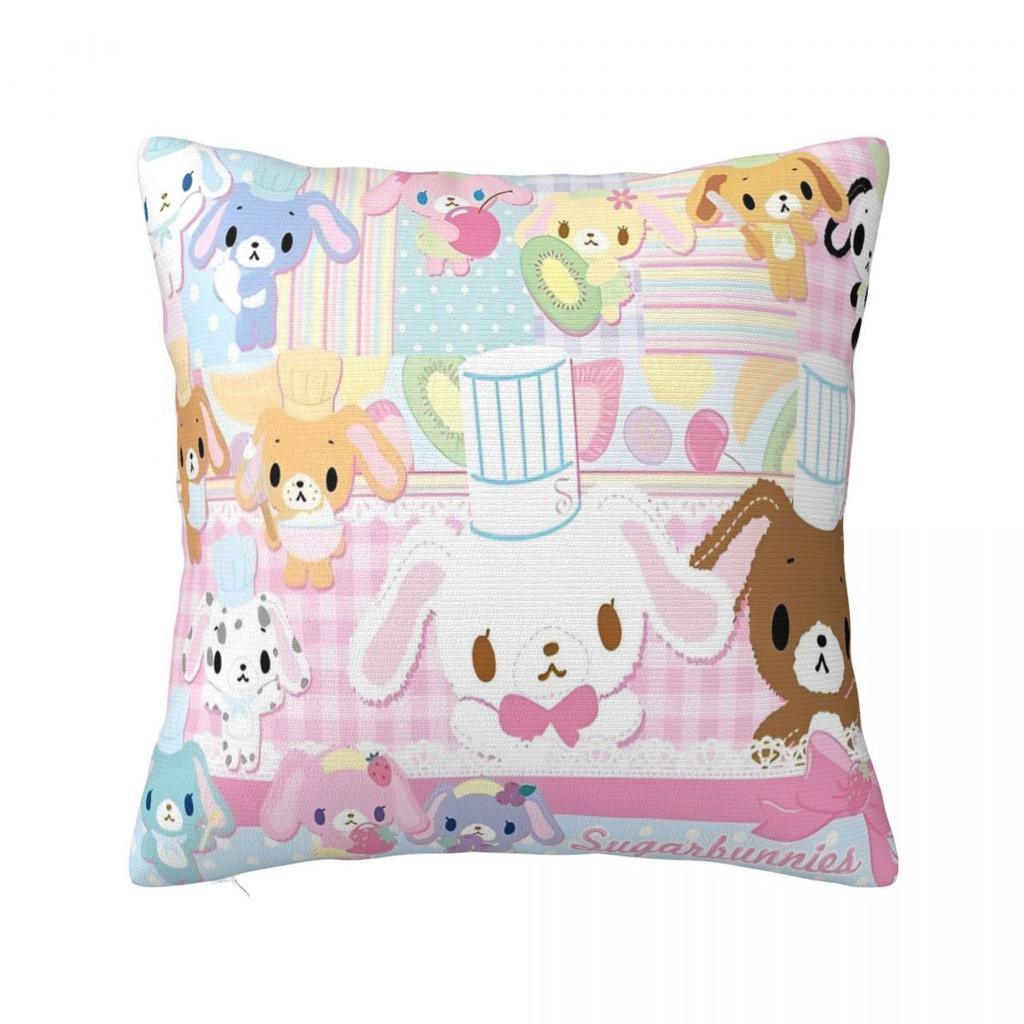 Sugarbunnies Anime Kuddfodral Polyester Dekorativ Kudde Söt Tecknad Rolig Kuddfodral