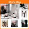 Halloween Themed Shower Curtain With Gruesome Bloody Hands And Hooks