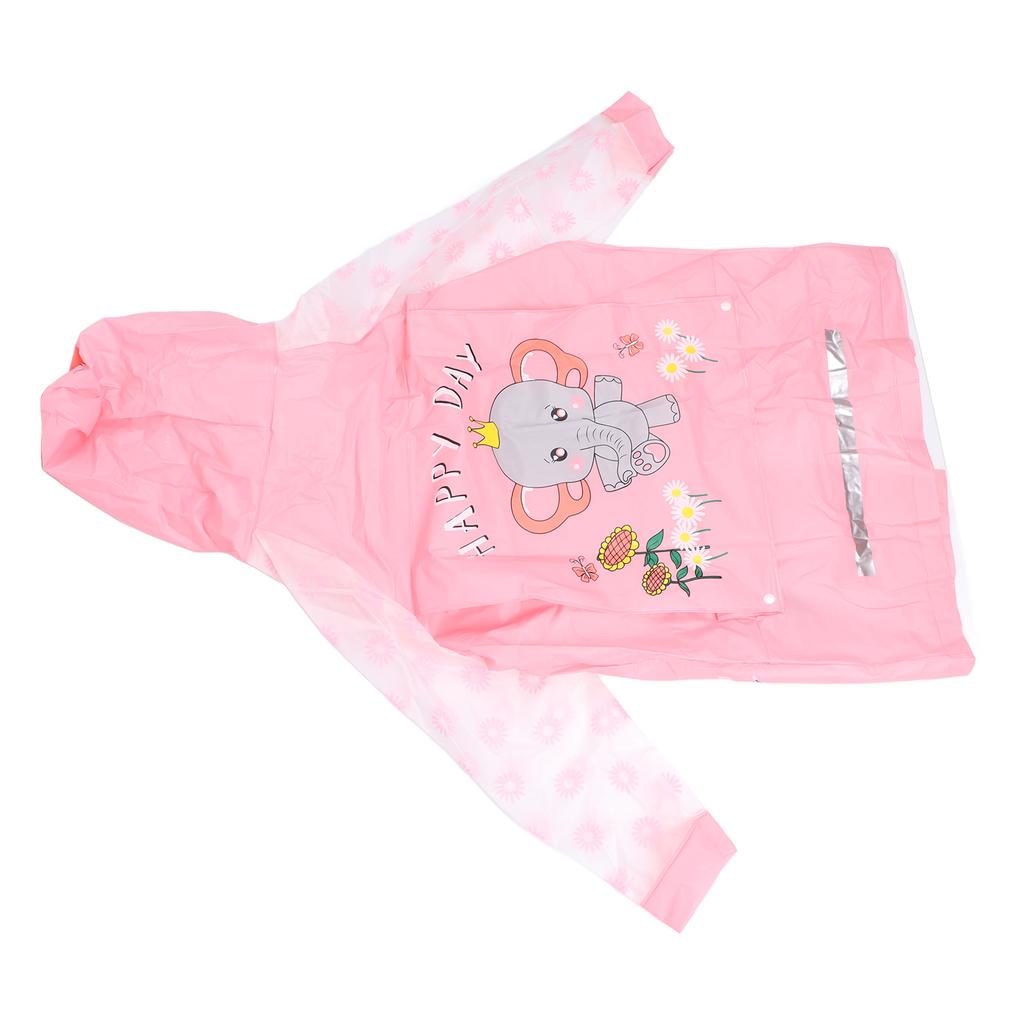 Regenponcho Rosa L PU Einteilig Wasserdicht Reflektierstreifen Knopf mit Rucksackfach Regenmantel für Kinder