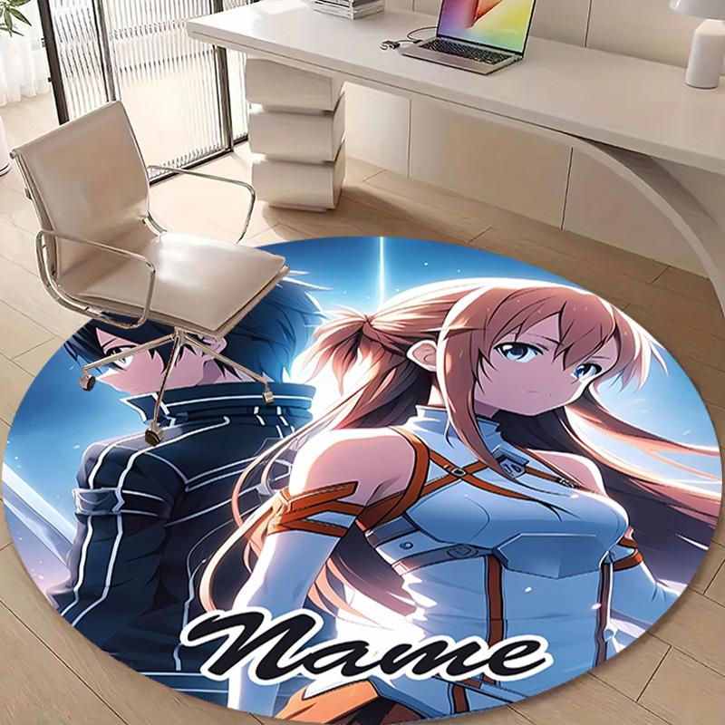 Personalized S-Sword Art Online Round Chair Office Rug - Perfect for Mat, Office Chair & More - Ideal Gift for Birthdays and Holidays