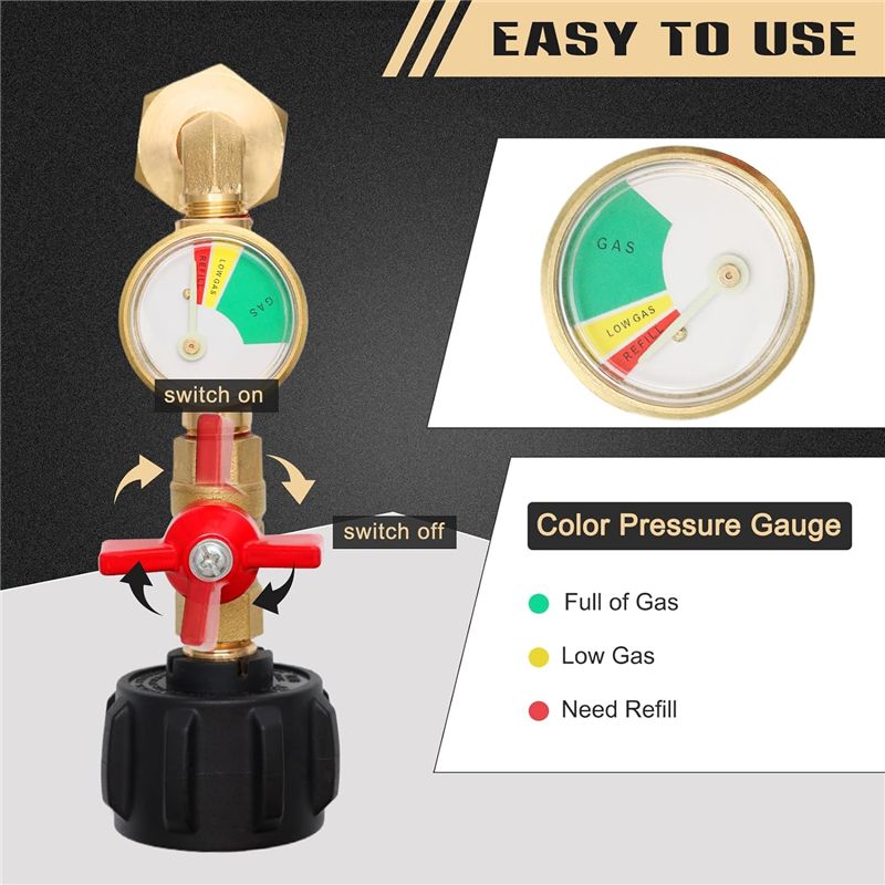 A84X-7PCS 90 Degree Propane Refill Pressure Adapter With Valve And Gauge Sets For QCC1 Propane Tank