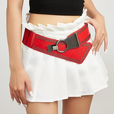 Rivet Belt Women'S Decoration Personality Elastic Elastic Waist Seal Wide Punk Style Cool Outside