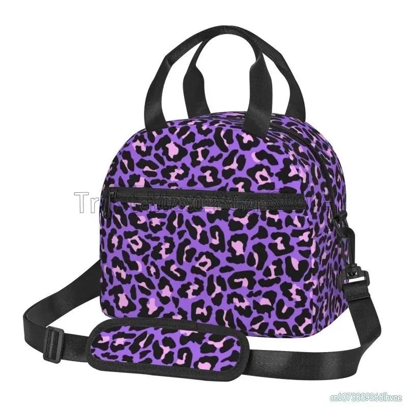 Leopard Print Insulated Lunch Box Cheetah Pink Cooler Tote for Work Office School Picnic Reusable Waterproof Thermal Lunch Bag