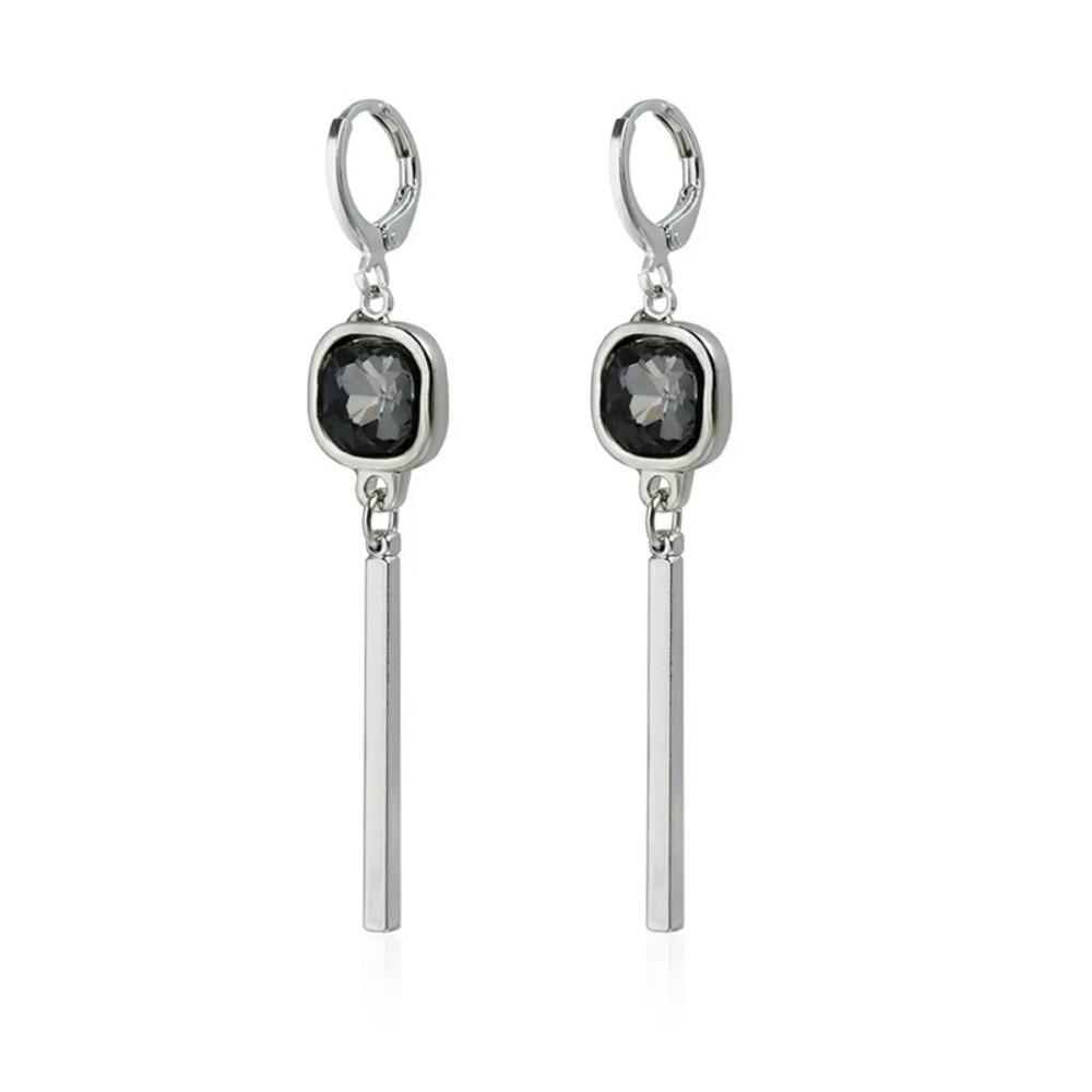 New Square Gray Crystal Charm Earrings Triangle Ellipse Geometric Symmetry Ear Jewelry Y2K Line Geometric Earring