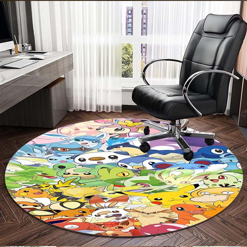 Pokemon Print Round Rug, Washable Floor Carpet, For Entryway Dorm Laundry Room Office Study, Home Decor Birthday Christmas Gift