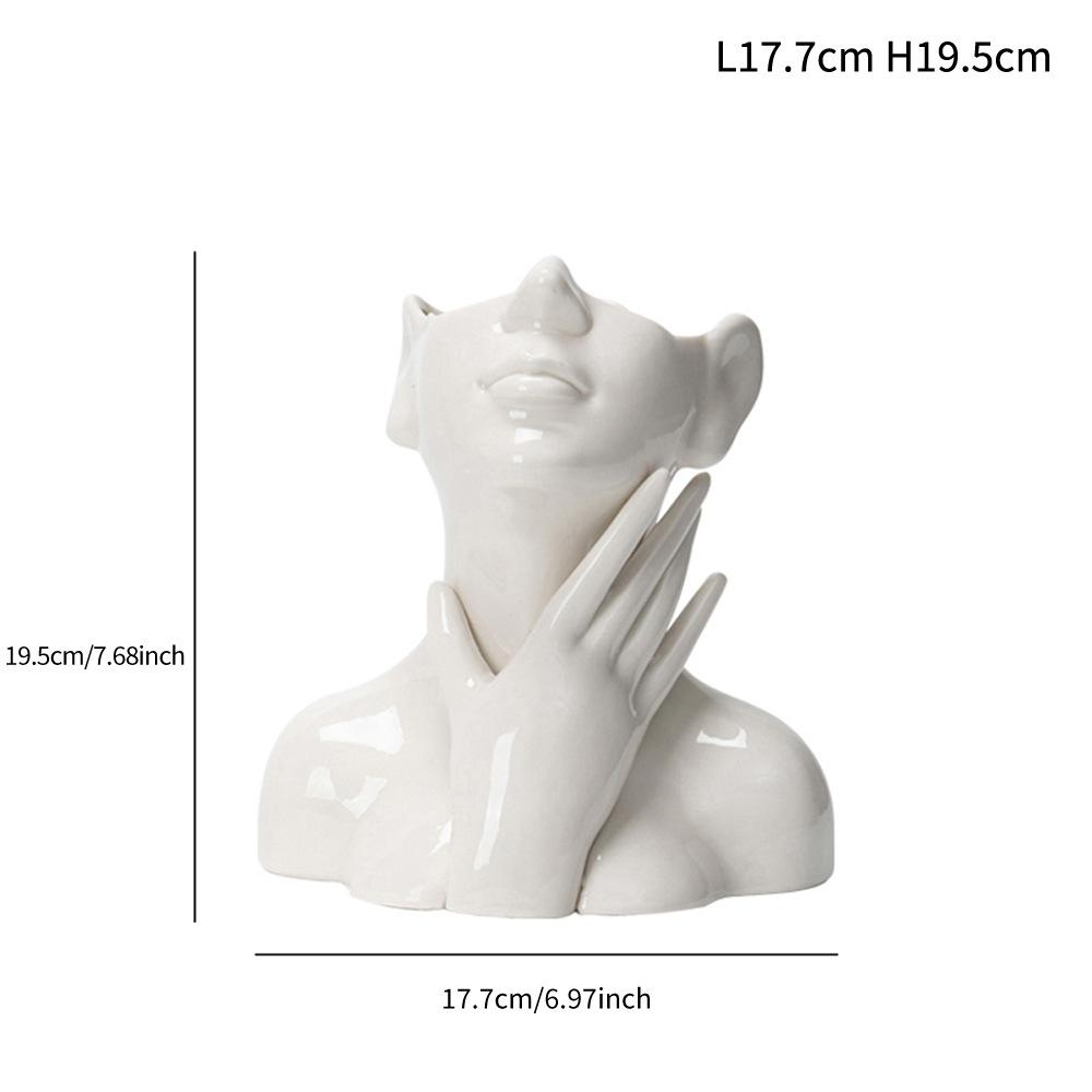 White Body Art Ornament Creative Ceramic Vase Flower Arranger Desktop Ornament Photography Props