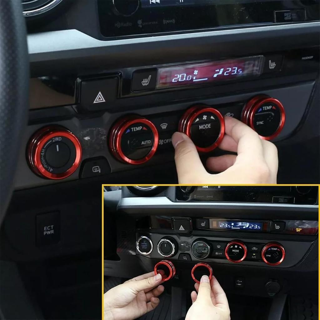 AC knob Cover Trims and AC Vent Inner Rings for Toyota Tacoma Accessories 2016-2023 Interior Air Conditioner Vent Ring Cover Trims Air Conditioner