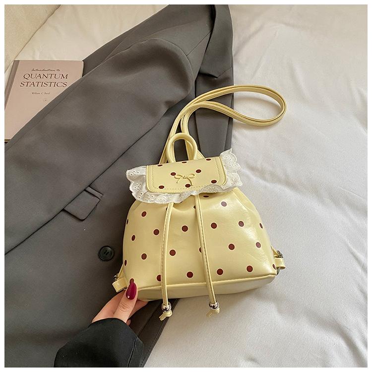 Schoolbag1011 spring new lace women's backpack sweet sister Korean polka dot casual personality foreign style small backpack