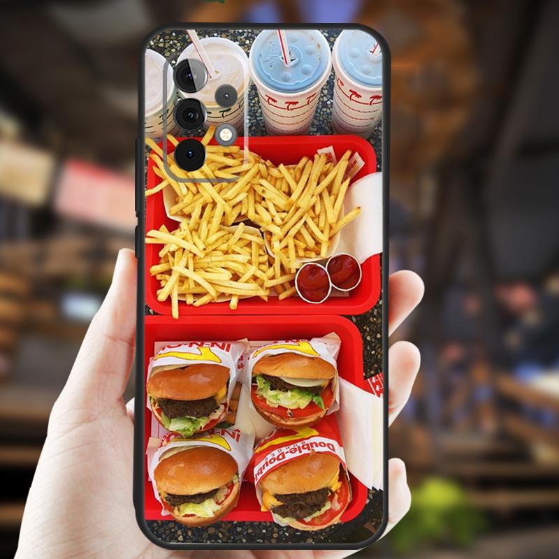 French Fries Burger Pizza Case For Samsung Galaxy A15 A35 A55 A53 A33 A13 A36 A56 A26 A16 A22 A32 A52 A54 A34 A05 A06